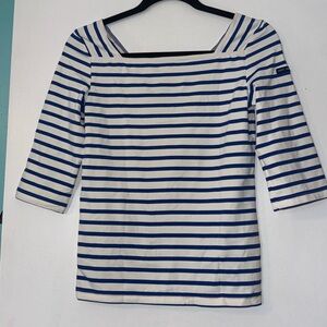 St. James Blue & White 3/4 Sleeve Striped Top Size 4 XXS